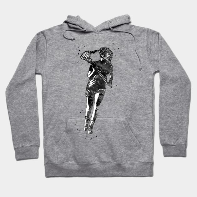 Lacrosse Player Girl Hoodie by RosaliArt